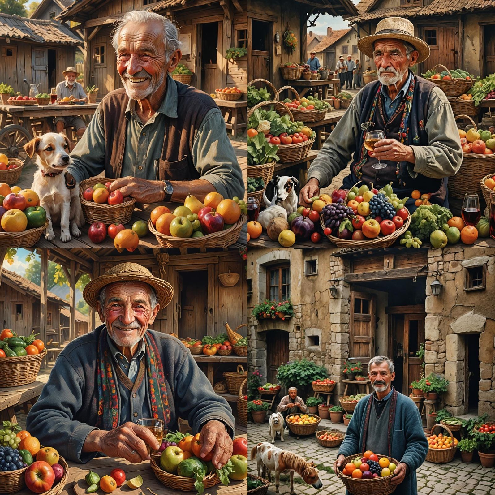 Romanian Village Life: Hyperrealistic Splash Art Portrait