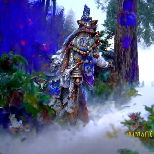 Ethereal Shaman Battle Lord in a Fantasy Landscape