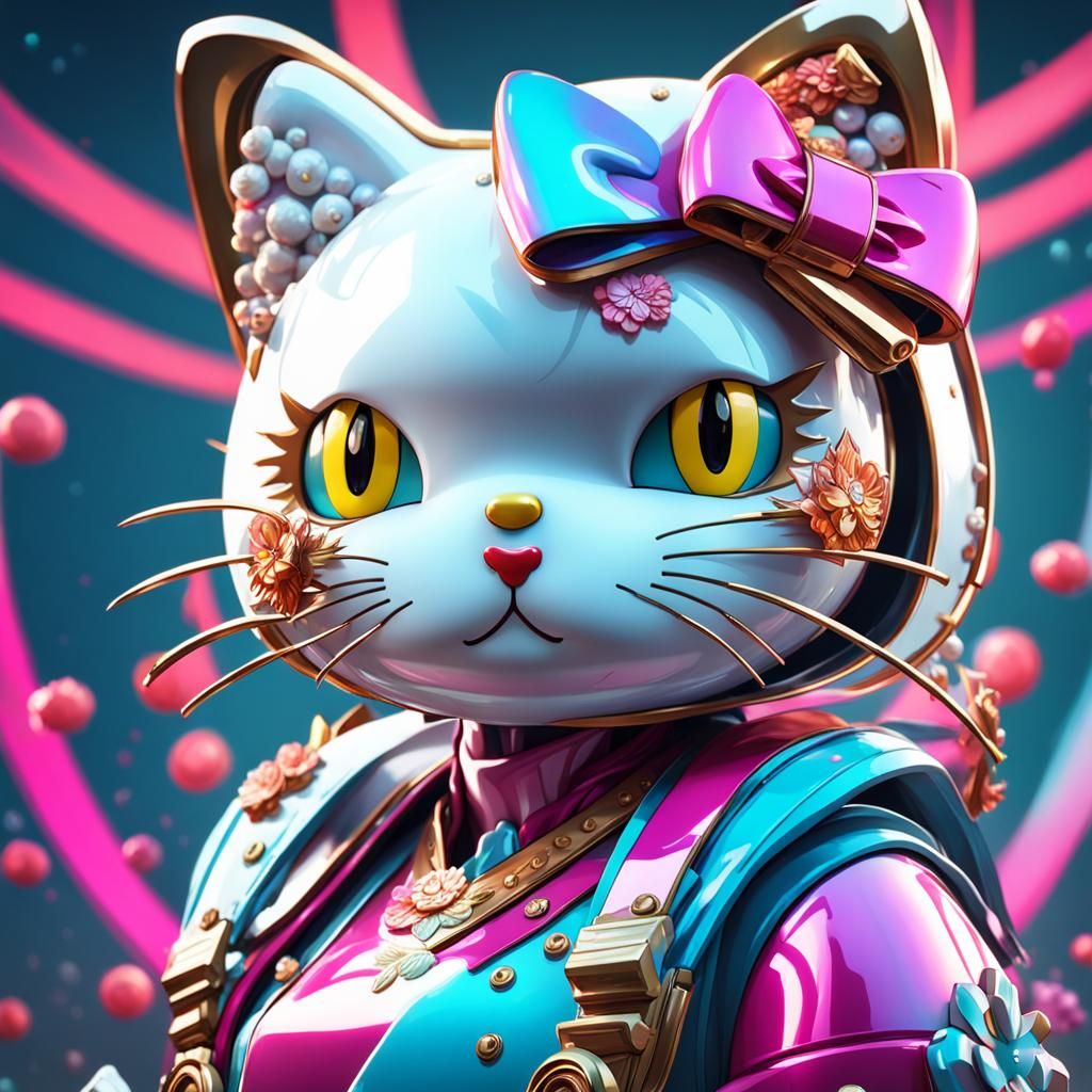 Hello Kitty Portrait in Hyperdetailed Digital Art