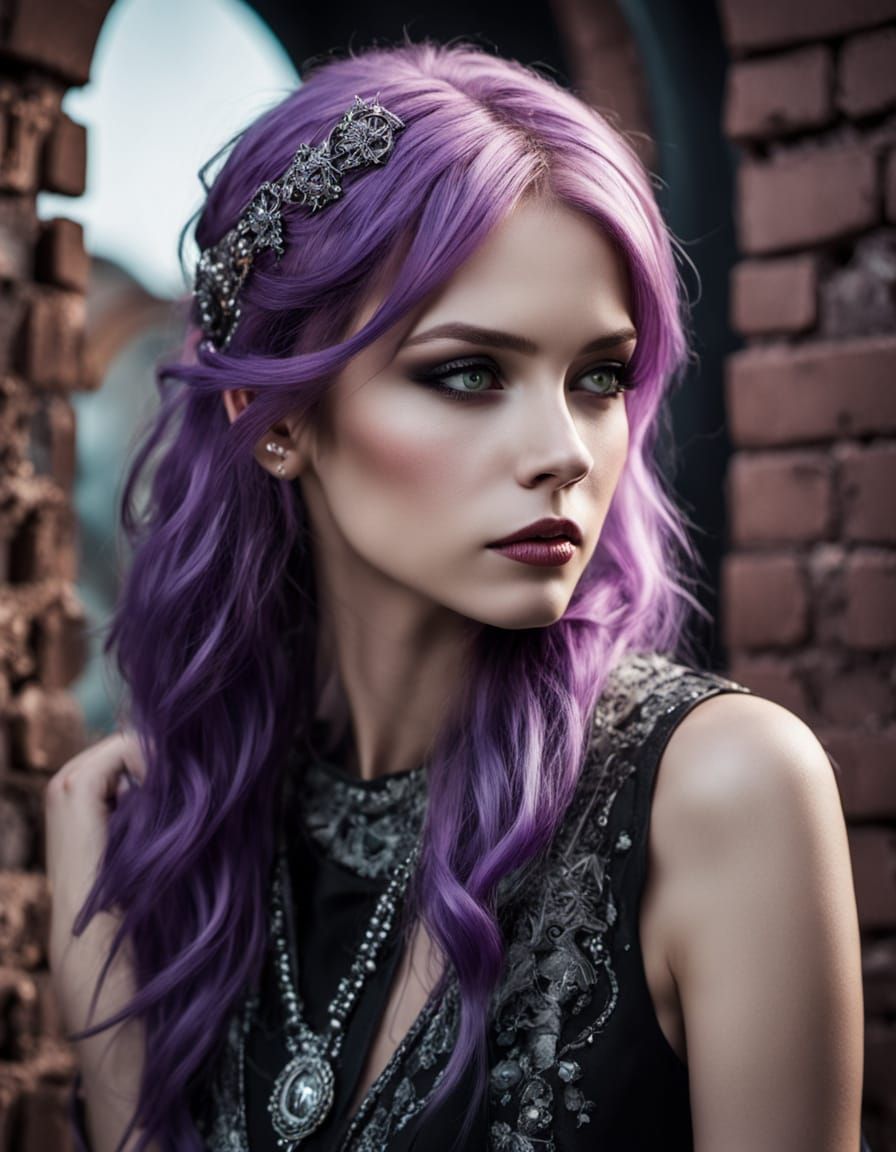 Gothic Woman Seated on Throne of Skulls in Dark Atmosphere