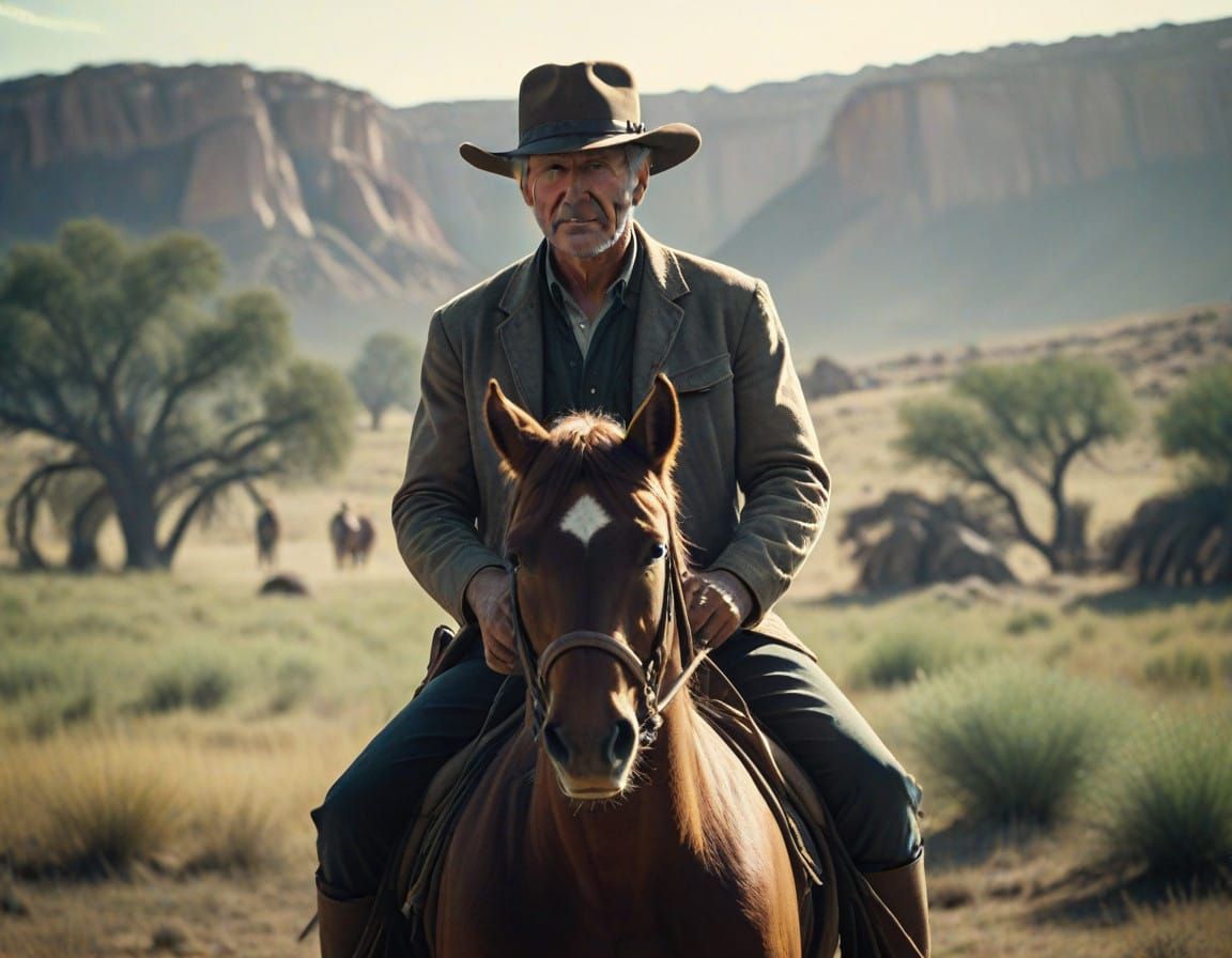 Cinematic Cowboy Masterpiece: Epic Ranch Owner on Horseback