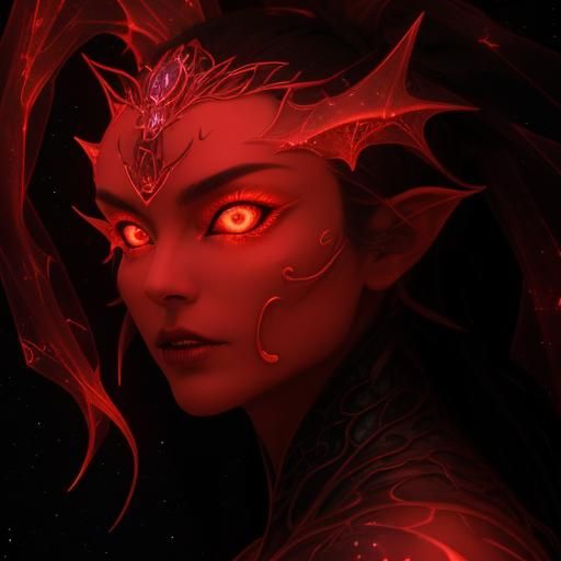 Bioluminescent Vampire Dragon in Starry Night Sky