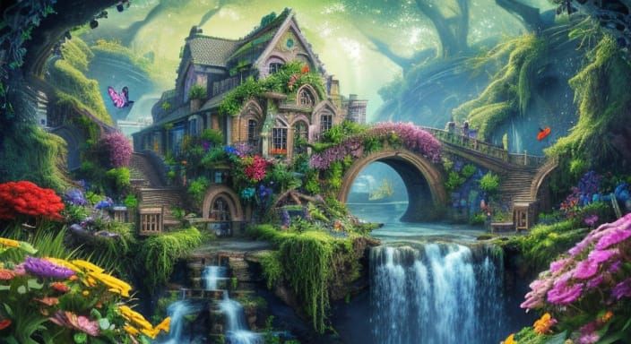 Surreal Brain Garden Inside Stone Head: Concept Art