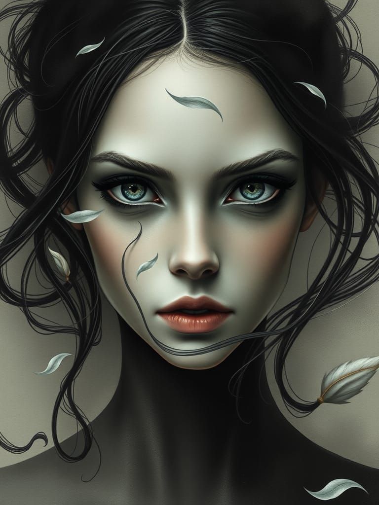 Ethereal Woman Portrait in Surrealist Style