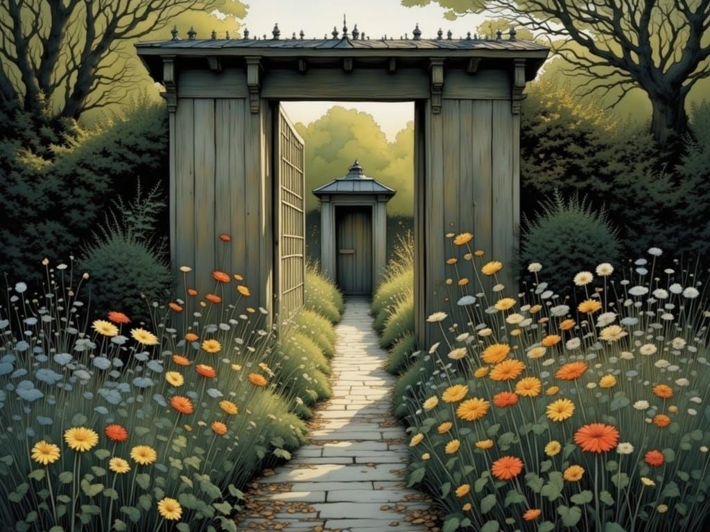 Enchanting Garden View in Abstract Expressionist Style