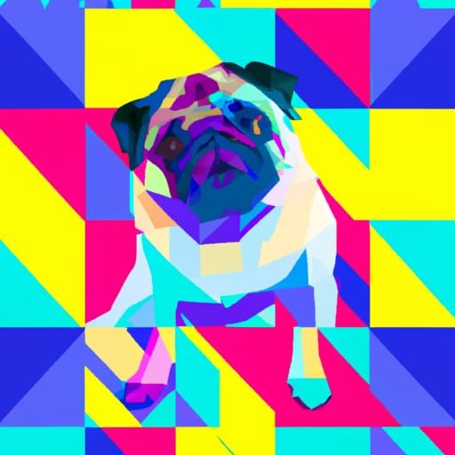 Pop Art Pug Screen Print in Bauhaus Style