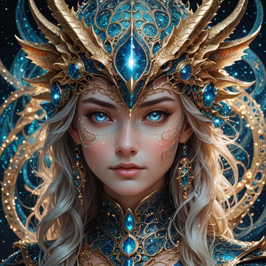 Dragon Princess Portrait with Constellation Helmet