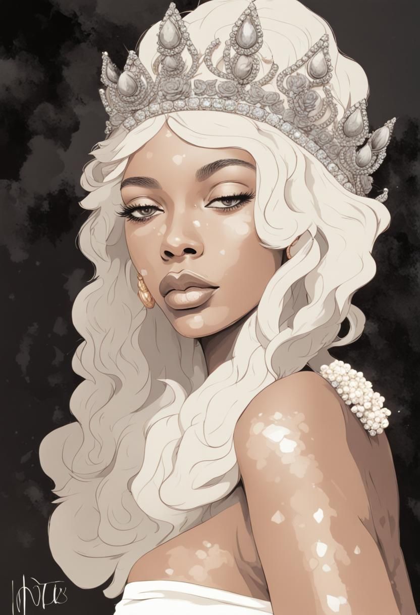 Black Female Deity with Rose Crown and Diamonds