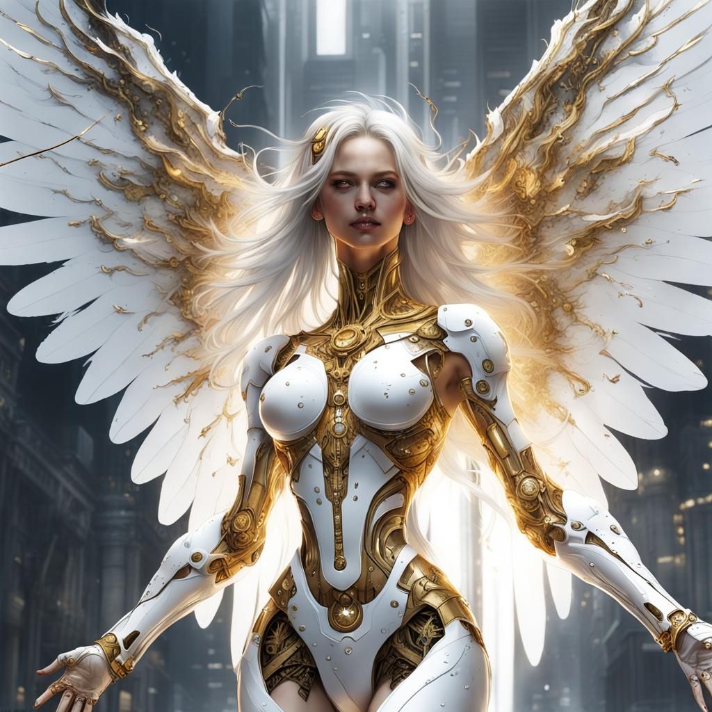 Biomechanical Angel in Diamond and Gold Shades