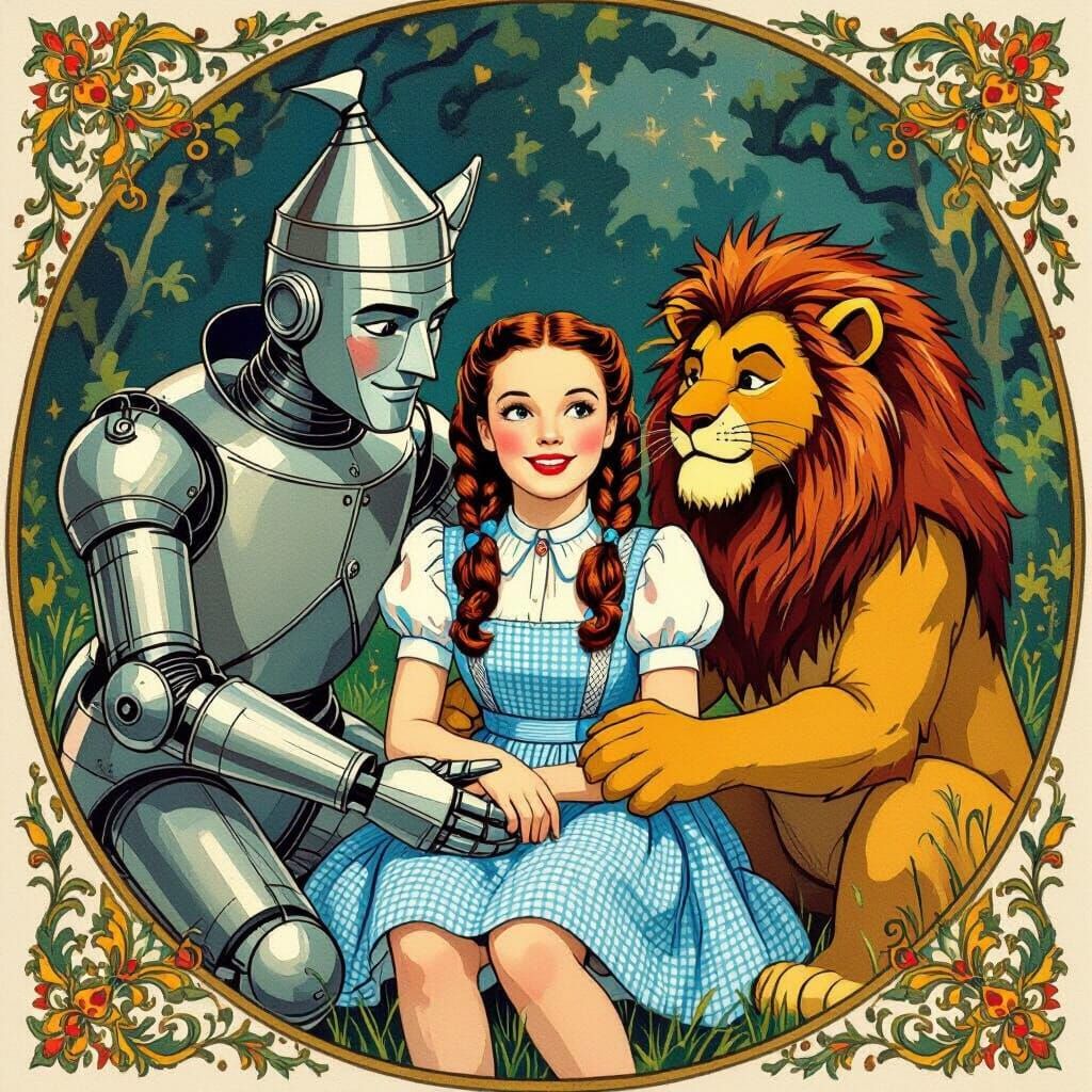 Dorothy and Friends: A Whimsical Storybook Illustration