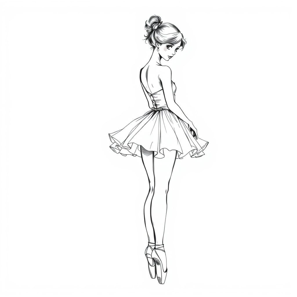 Elegant Princess in Ballet Shoes Turns Head, Delicate Black ...