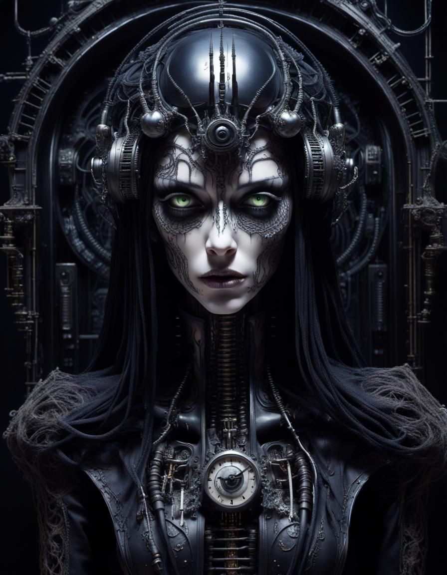 Gothic Victorian Character with Biomechanical Face