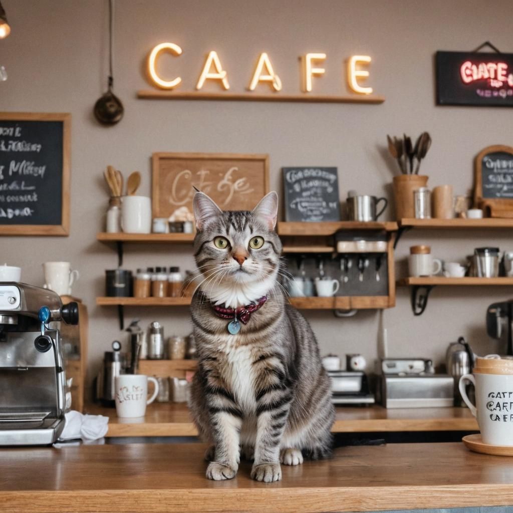 Cat Barista at Cozy Coffee Shop