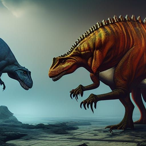 Dinosaurs During Meteor Strike: Detailed Matte Painting