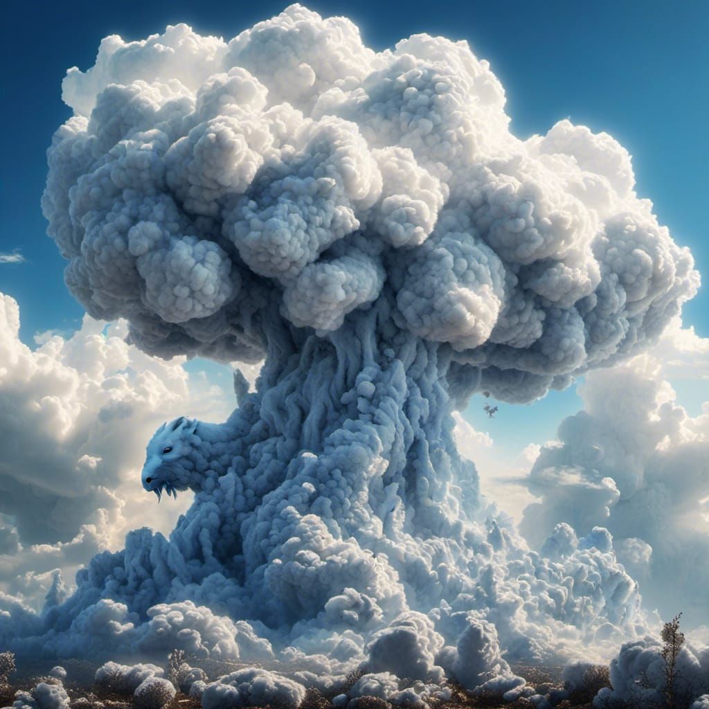 Fantastical Cloud Animals in Detailed Matte Painting