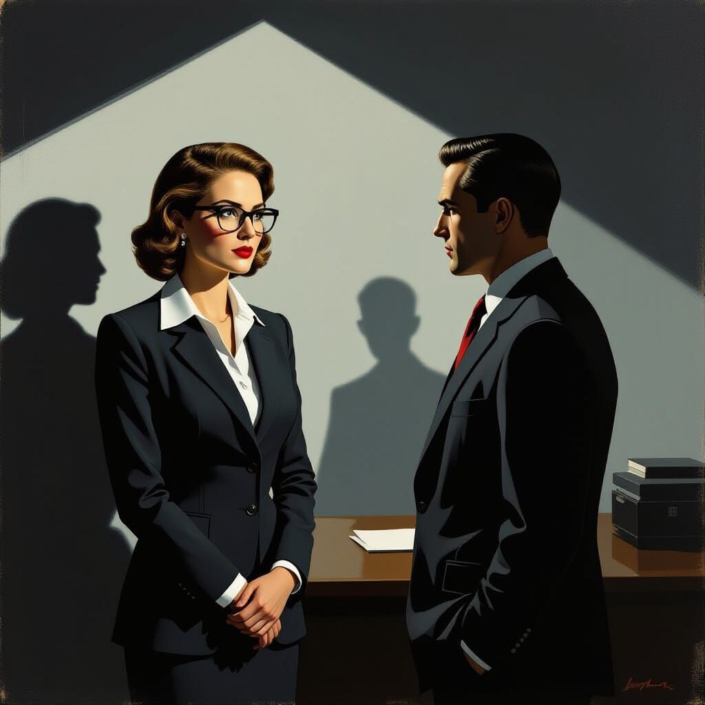 Confrontation in Shadows: A Noir-Inspired Scene