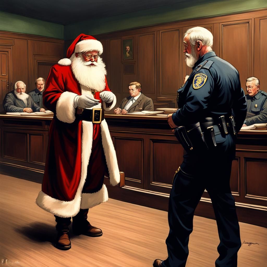 Santa Claus standing in court