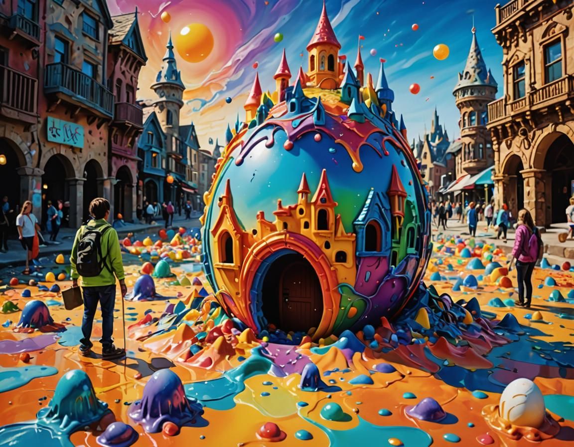 Surreal Melting Sandcastles in a Dreamscape