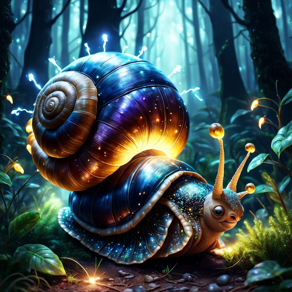 Fantasy Snail in Magical Forest Concept Art
