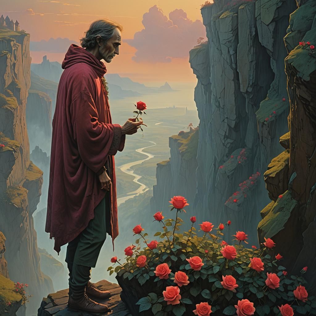 The Fool Tarot Card in Fantasy Style