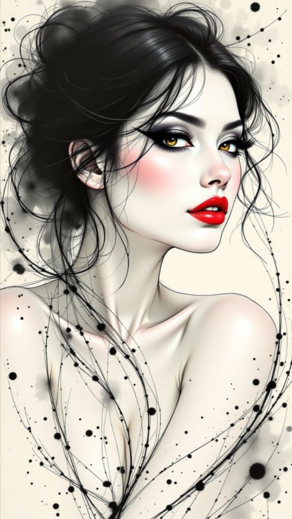 Ethereal Art Nouveau Portrait of a Woman in Profile