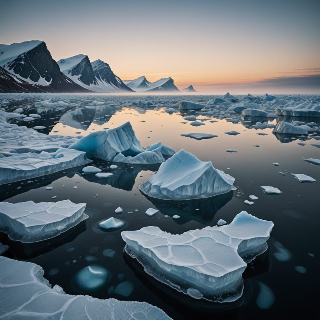 Drift Ice off the coast of Baffin Island, Canada
