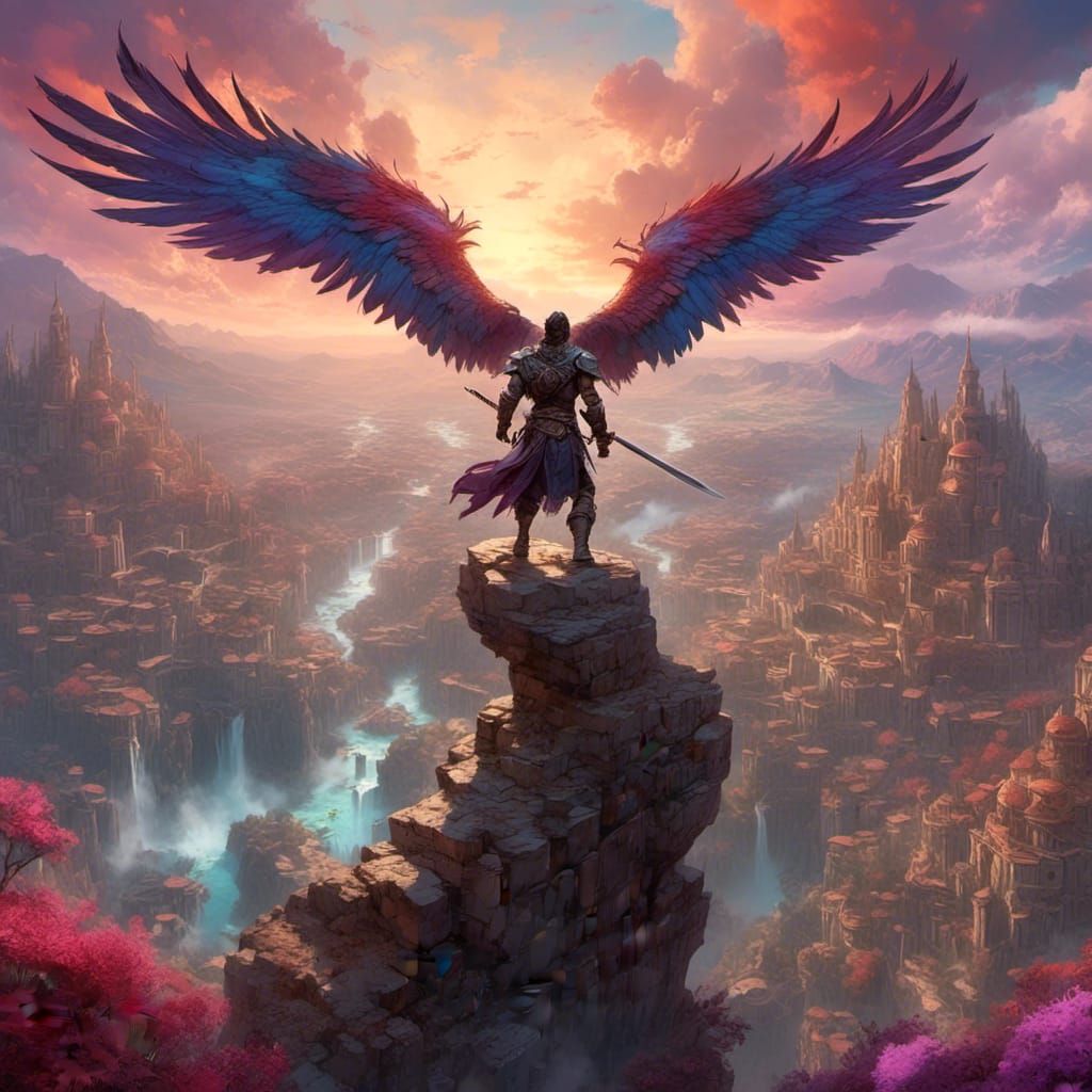 Angelic Knight Descends: Fantasy Concept Art