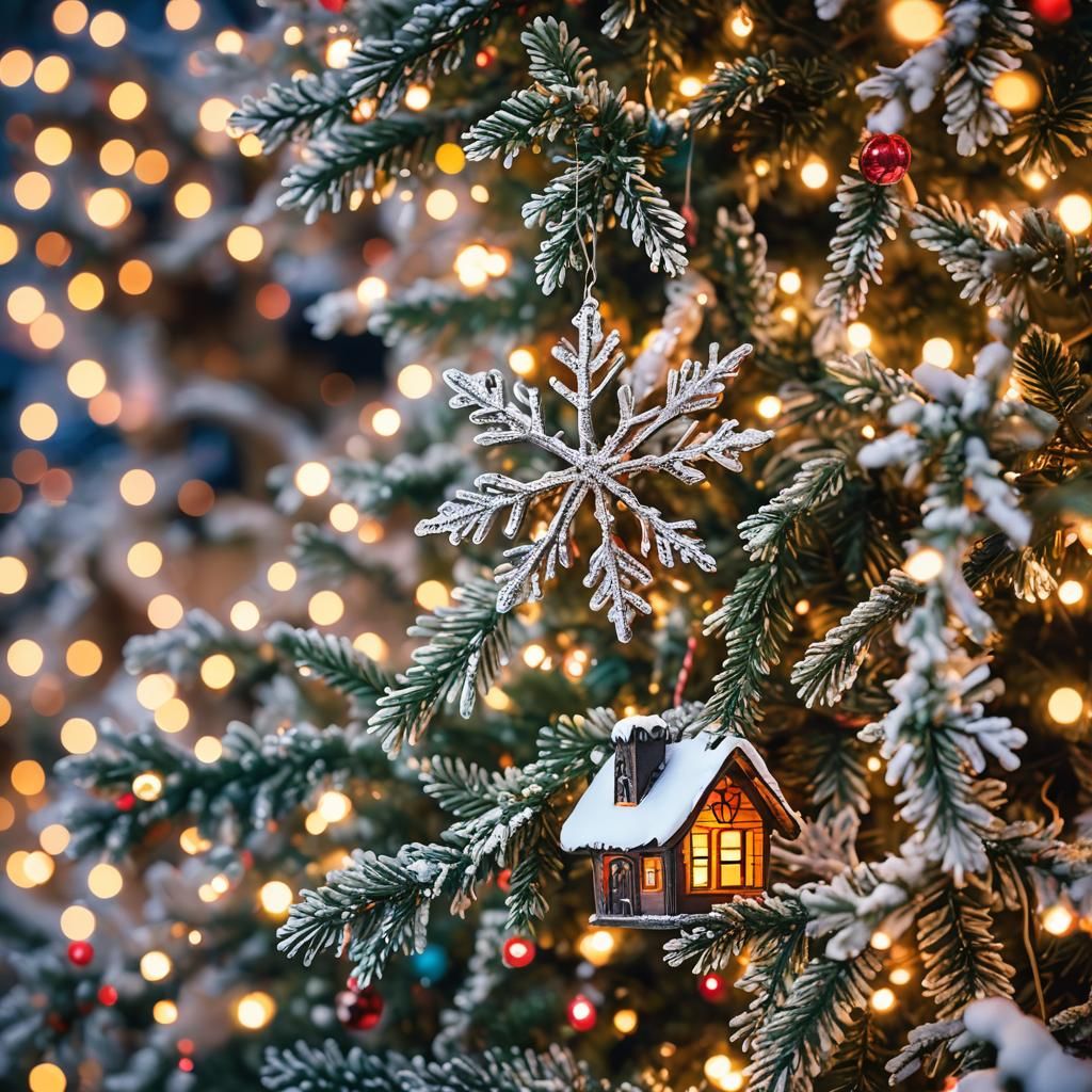 Festive Macro Photograph of Christmas Lights