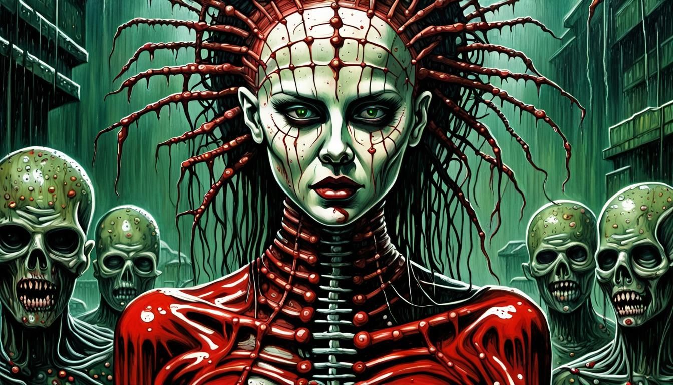 Blood Red Pinhead Leading Zombie Army