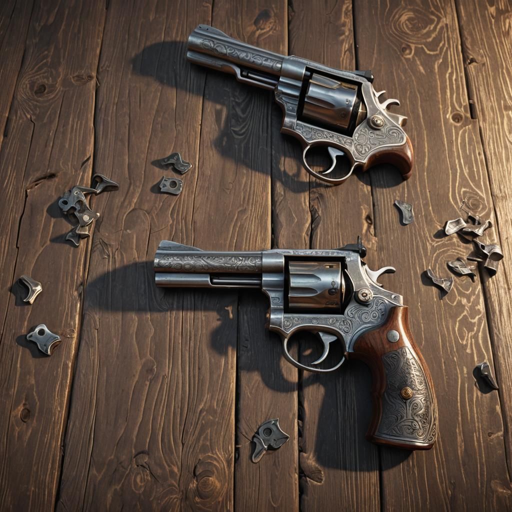 Silver Revolver Ready to Face Vampires: 3D Art