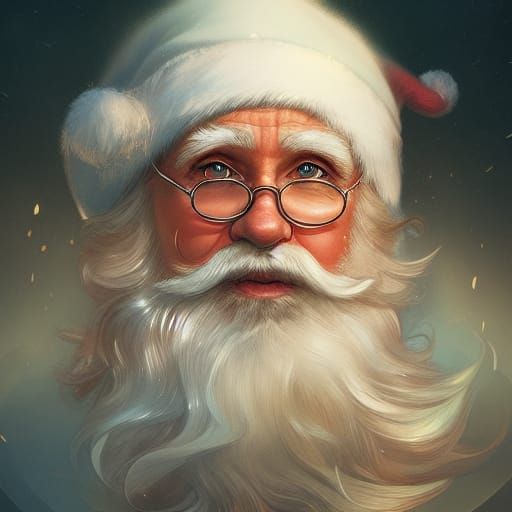 Santa in Sleigh: Art Nouveau Portrait