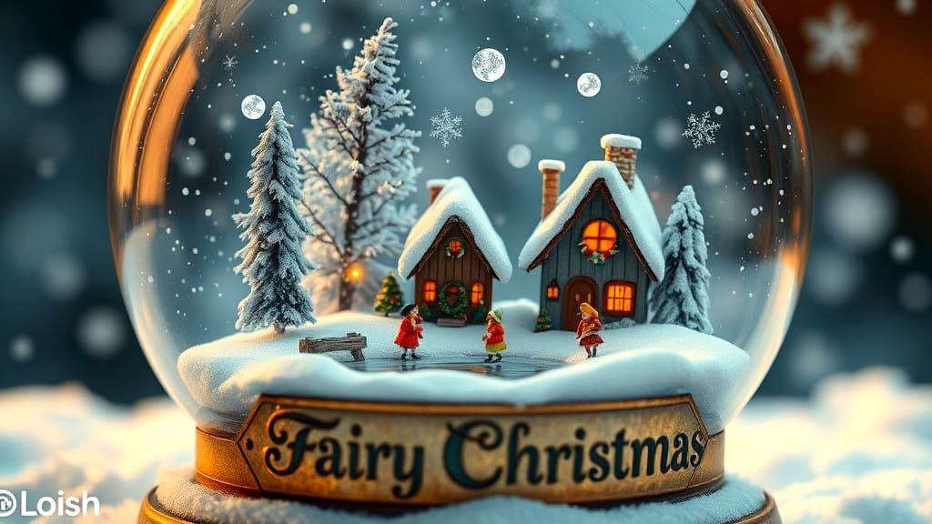 Enchanting Winter Wonderland Scene in Snow Globe Style