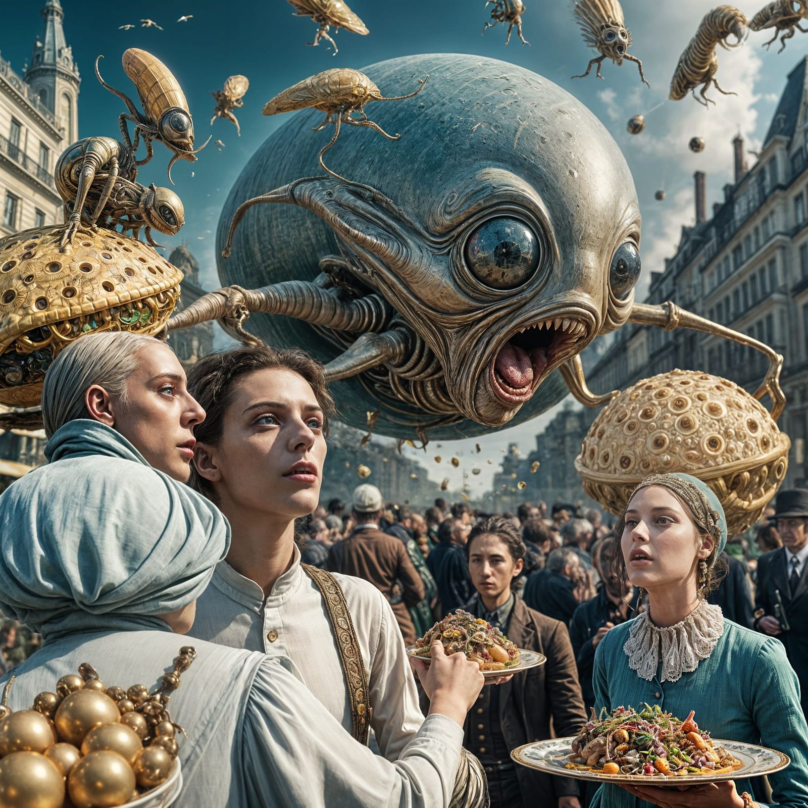 Bizarre Feast: A Hyperrealistic Sci-Fi Celebration