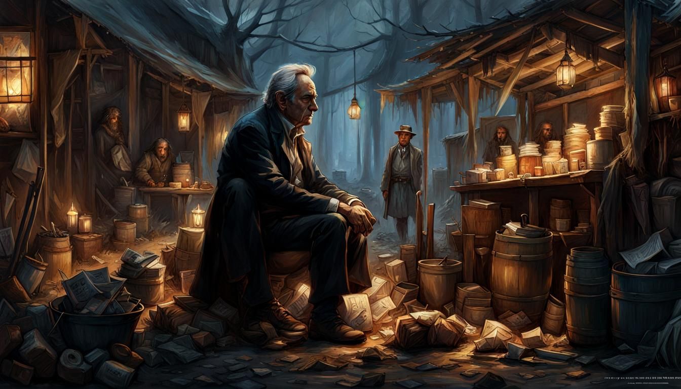 Dark Fantasy Portrait of Man in Poverty