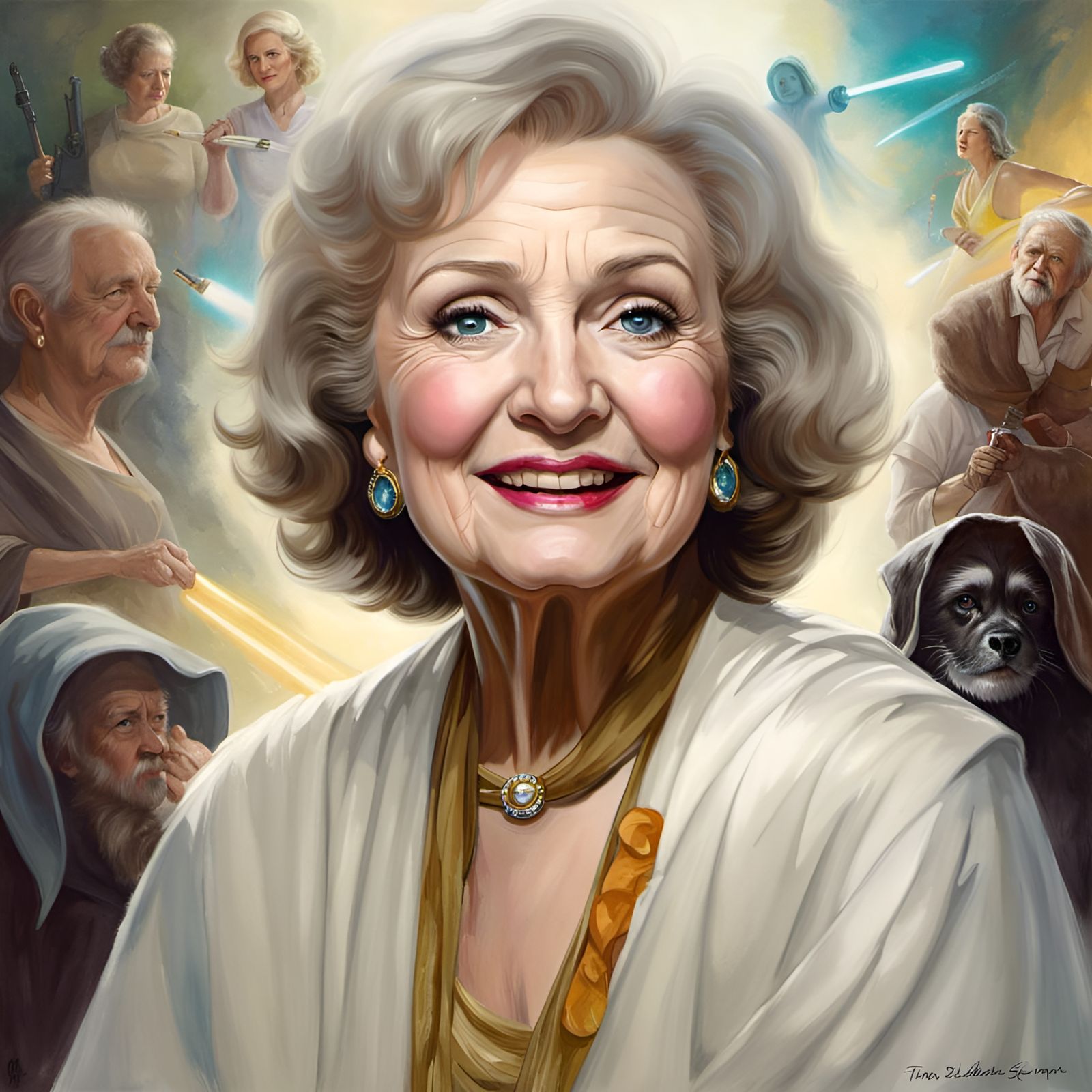 Betty White as Jedi Knight: Hyperrealistic Portrait