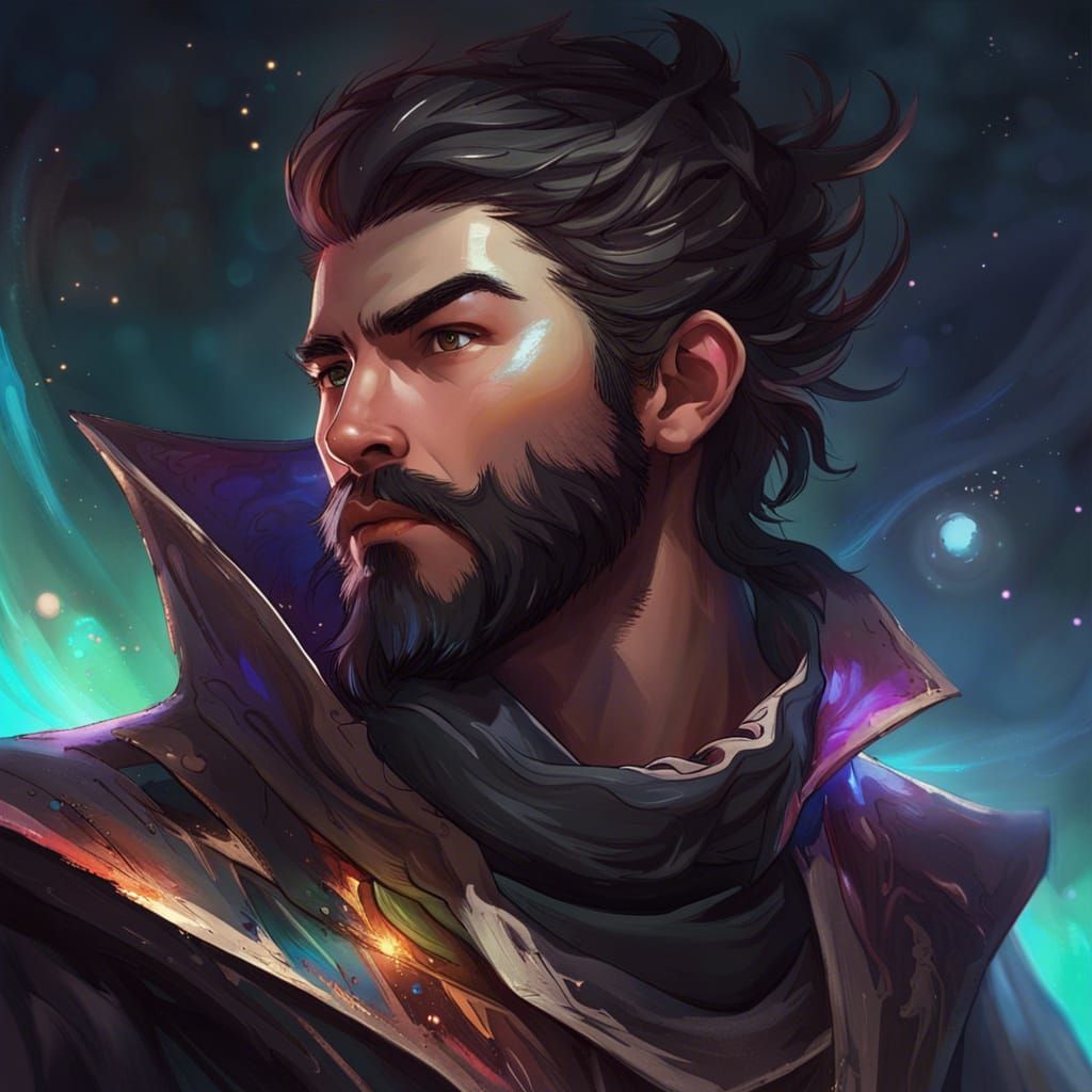 Space Pirate with Beard in Splash Art Style