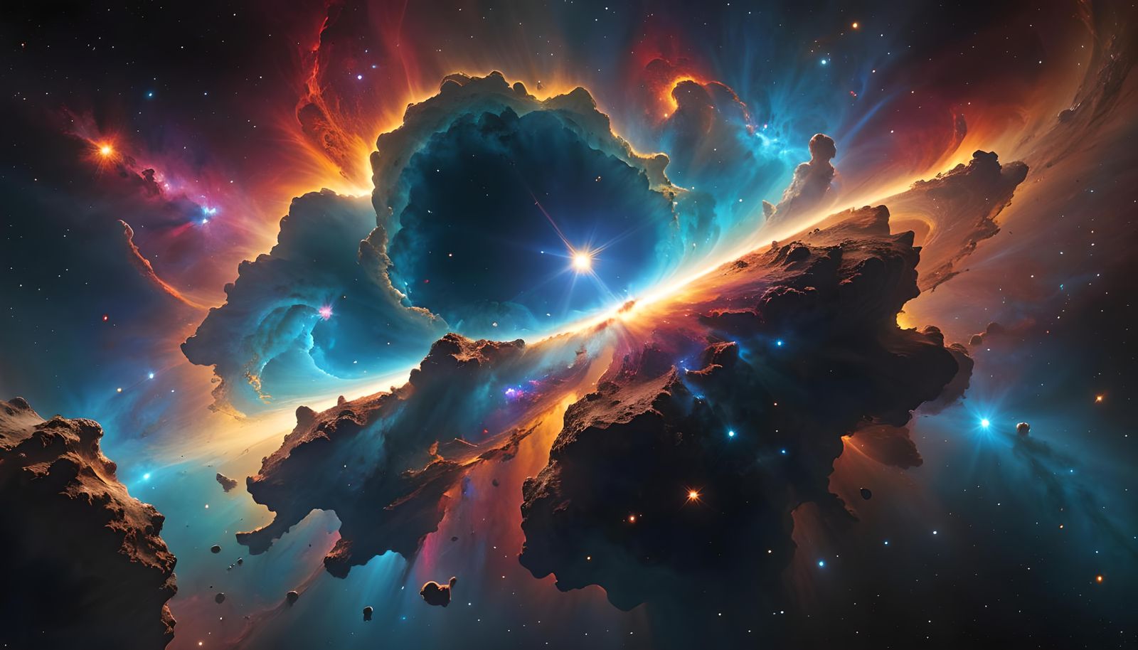 Spectacular Cosmic Nebula in Expressionist Pop Art Style