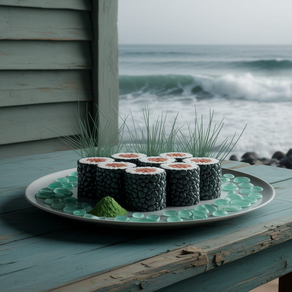 Stone Sushi: A Minimalist Seaside Still Life