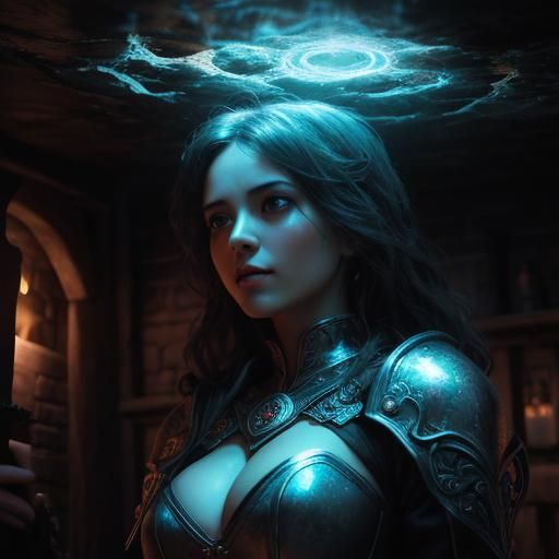 Powerful Woman in Tavern: Hyperrealistic Digital Art