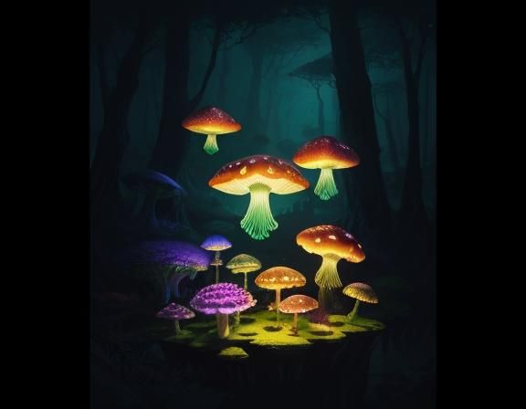 Jellyfish in Toadstool Forest: Beatrix Potter Style