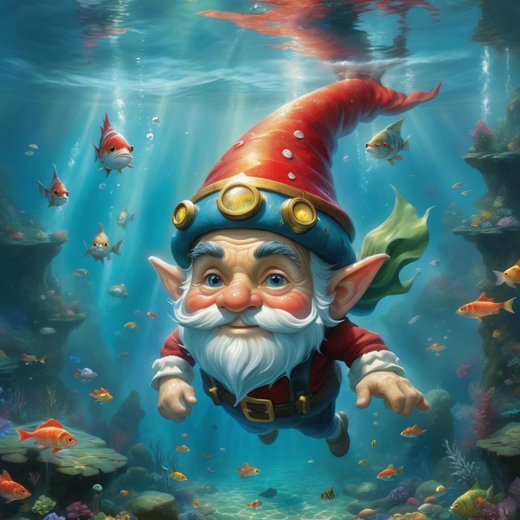Gnomes Underwater in Ethereal Fantasy Style