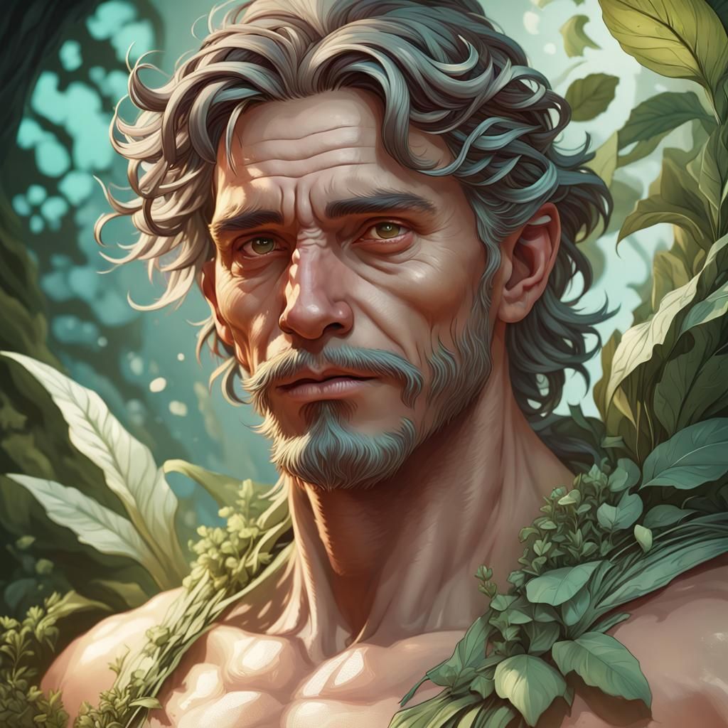 Detailed Herbalist Portrait in Dynamic Lighting