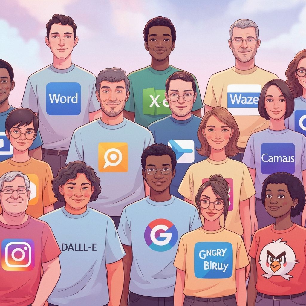Diverse People Symbolizing Software Apps with Logos