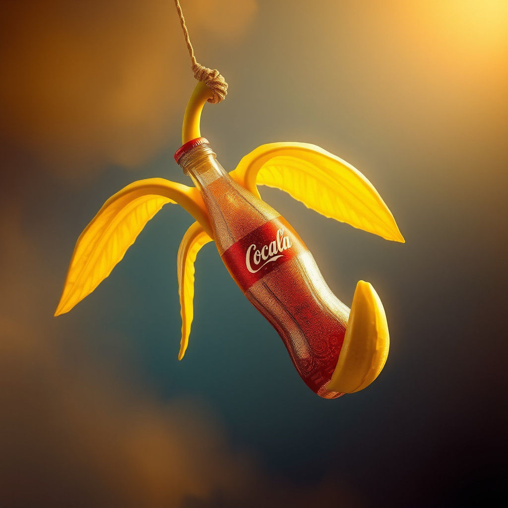 Winged Banana Drinking Coke: Fantasy Photorealism