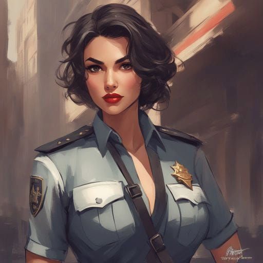 Beautiful Italian Policewoman in Royo Style