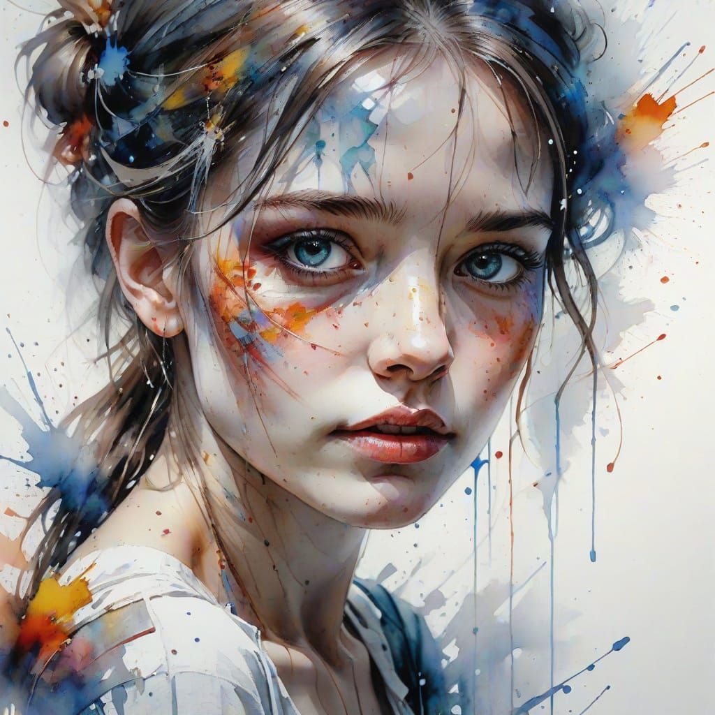 Hyperrealistic Watercolour in Carne Griffiths Style