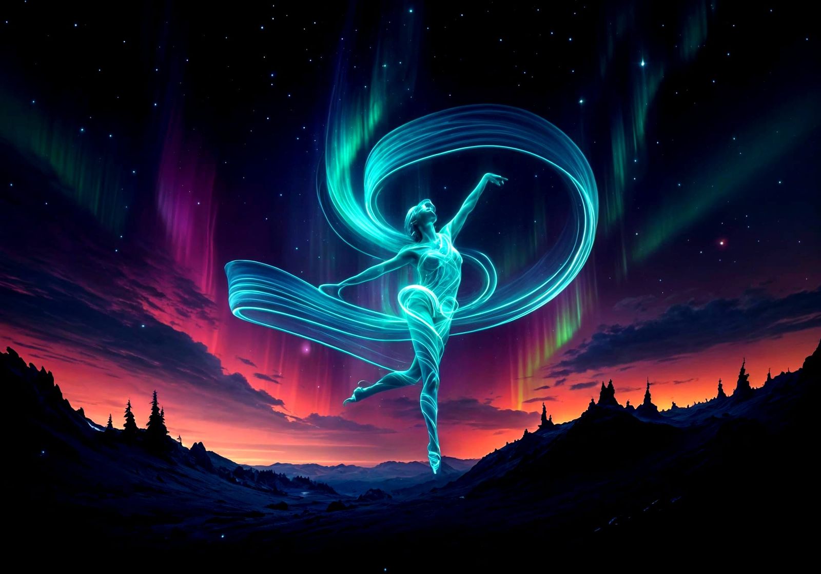 Dancing Aurora Borealis Figures