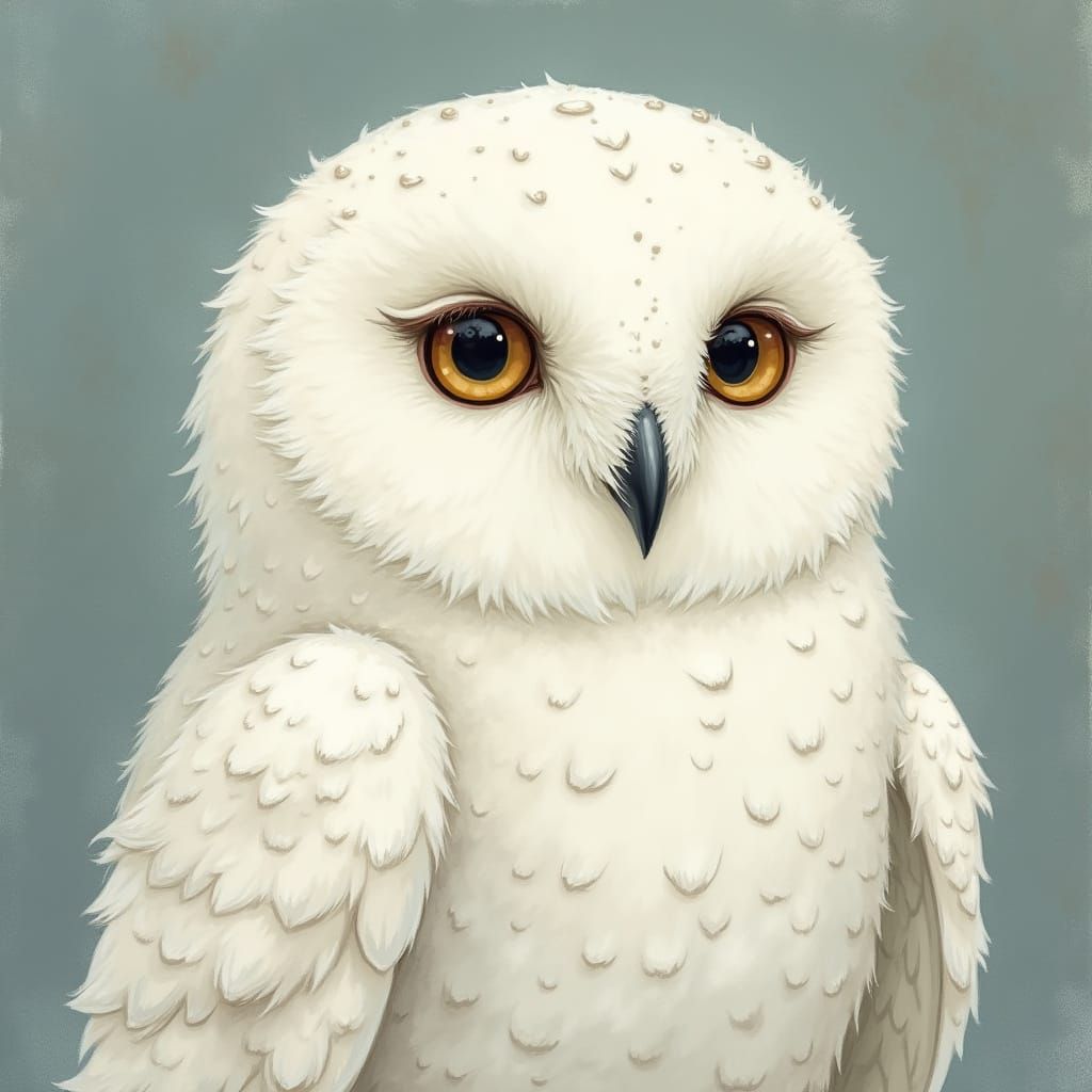 Gentle Arctic Owl with Sweet Expression