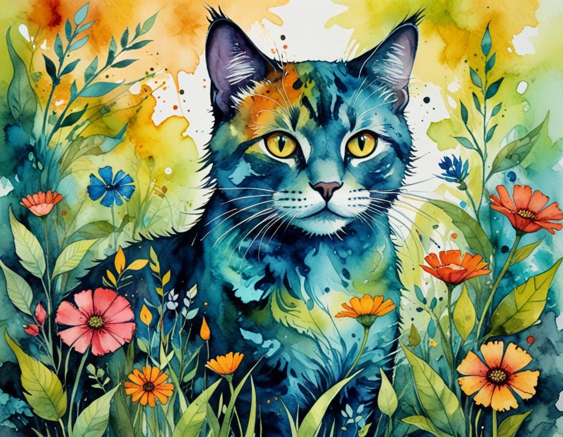 Vibrant Cat in Eden's Garden