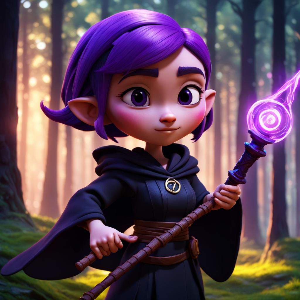 Halfling Witch in Forest, 3D Digital Art